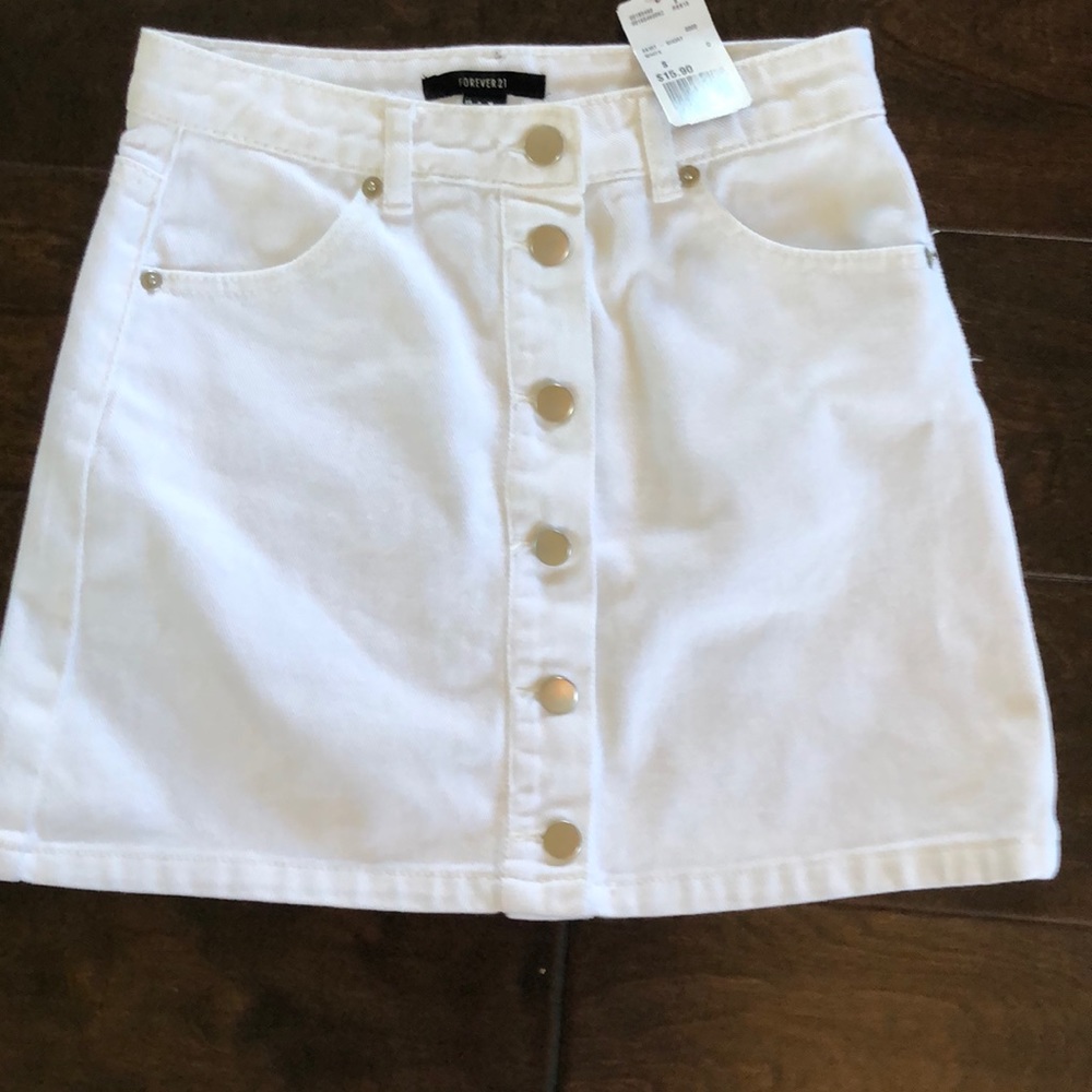 White button up jean skirt